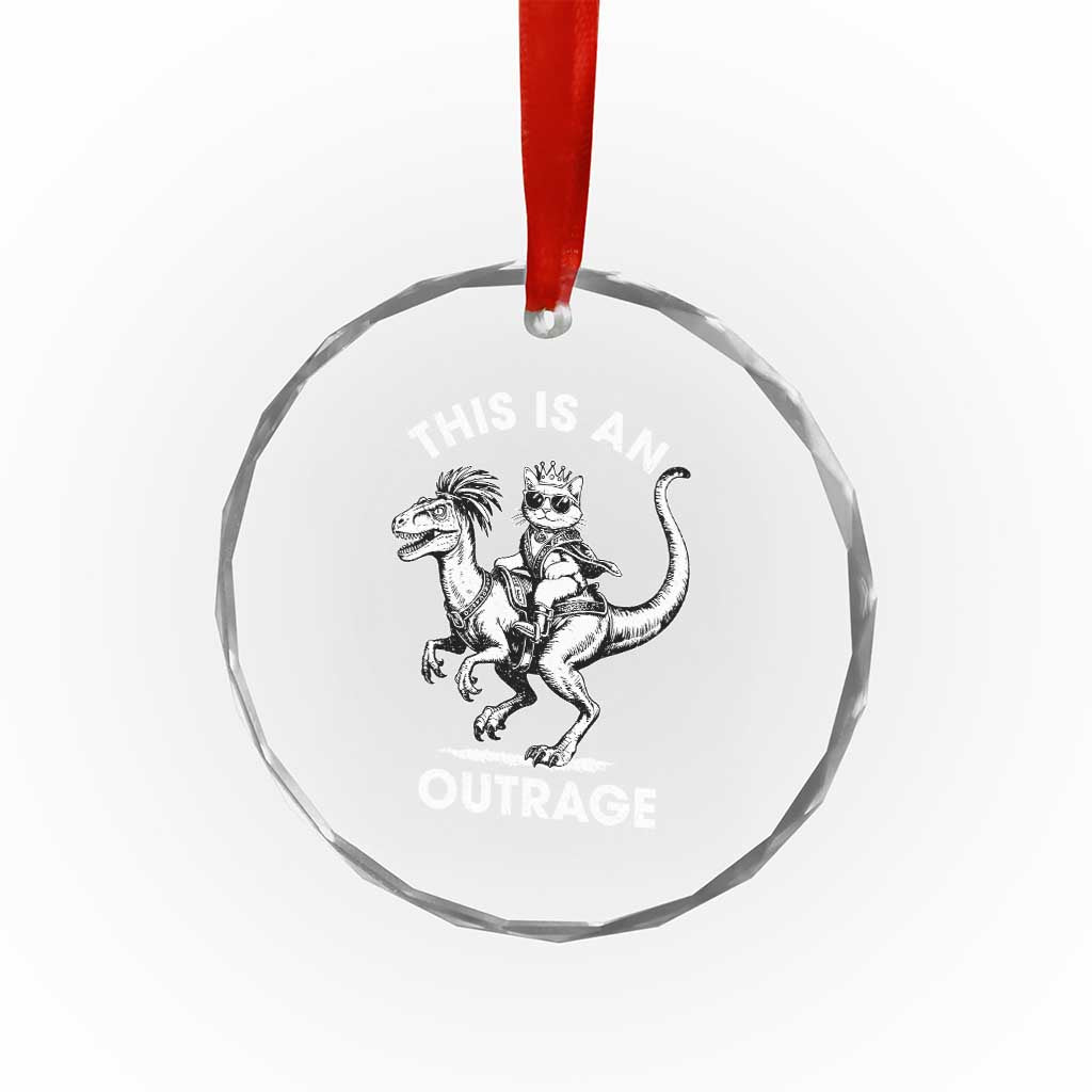 Dungeon Cat This Is An Outrage Crystal Glass Ornament Funny Princess Cat Riding Dinosaur - Wonder Print Shop