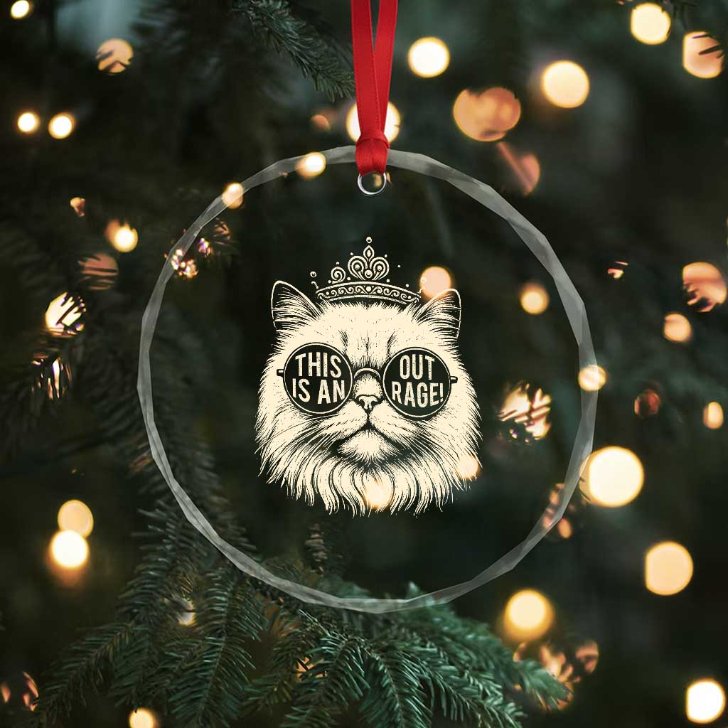 Dungeon Cat This Is An Outrage Crystal Glass Ornament Funny Princess Kitten - Wonder Print Shop