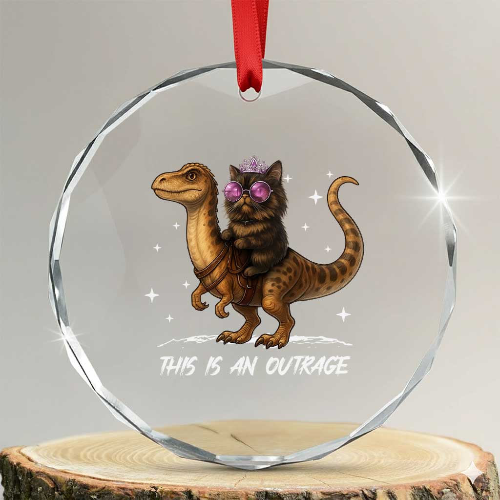 Dungeon Cat This Is An Outrage Crystal Glass Ornament Funny Princess Kitten Dinosaur - Wonder Print Shop