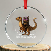 Dungeon Cat This Is An Outrage Crystal Glass Ornament Funny Princess Kitten Dinosaur - Wonder Print Shop