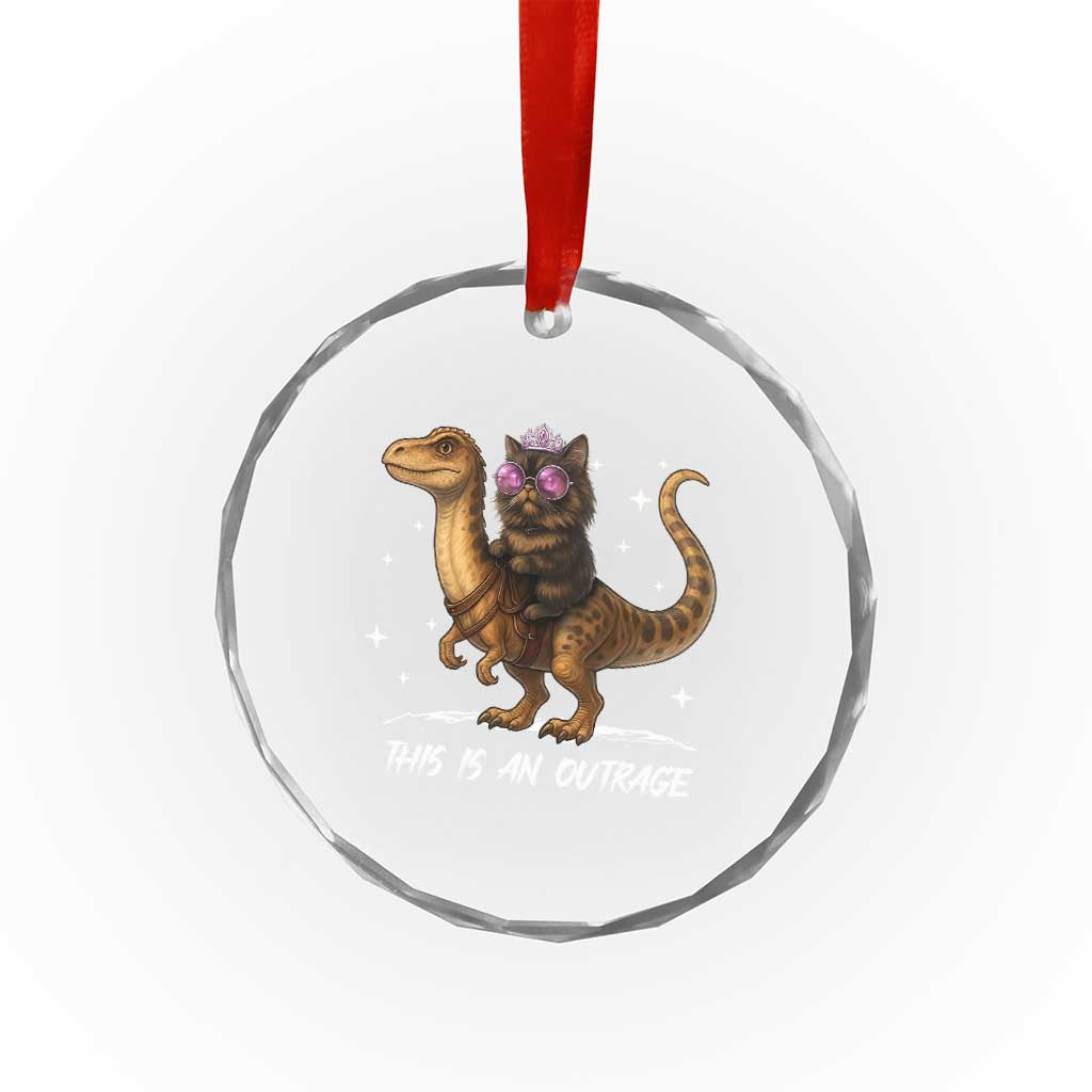 Dungeon Cat This Is An Outrage Crystal Glass Ornament Funny Princess Kitten Dinosaur - Wonder Print Shop