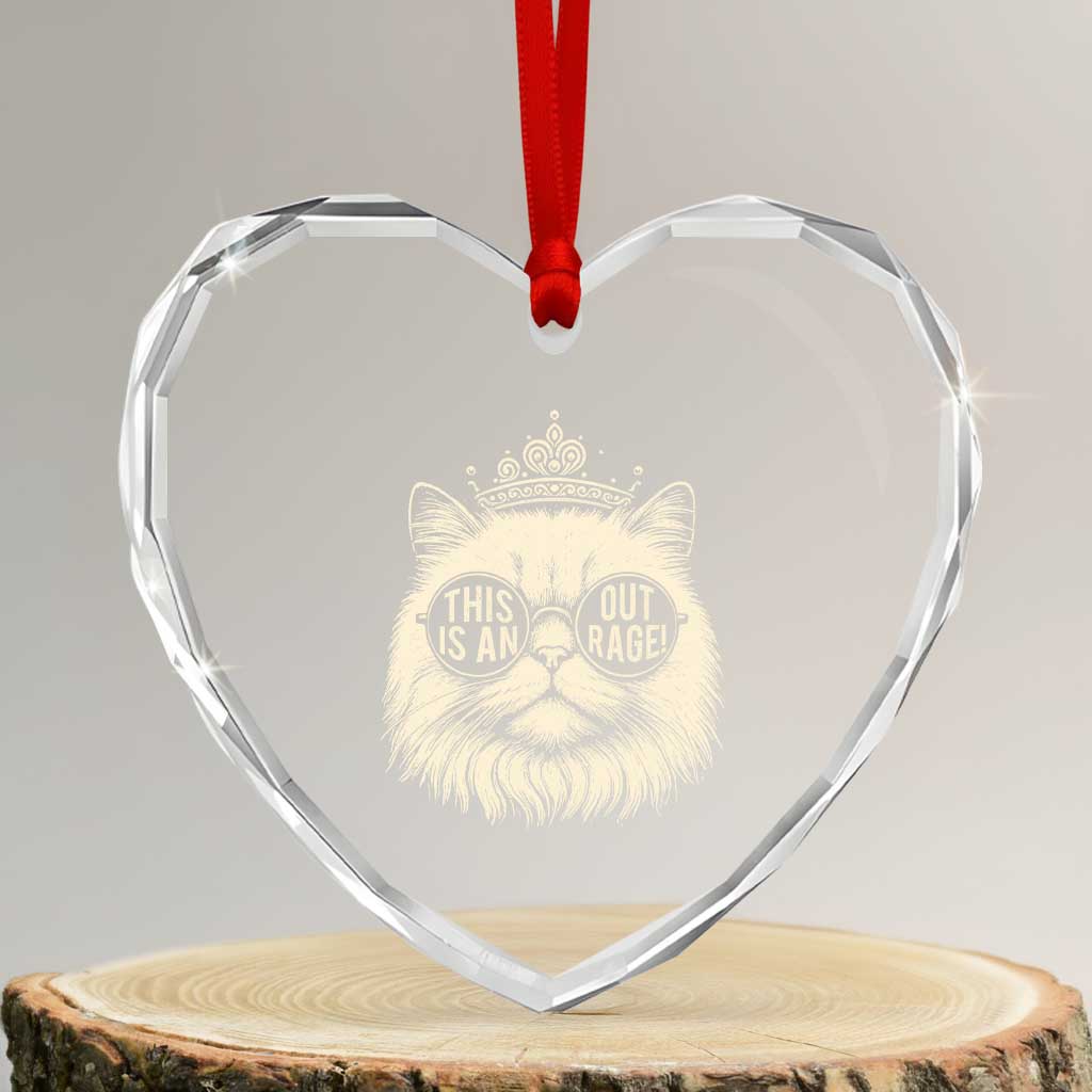 Dungeon Cat This Is An Outrage Heart Crystal Glass Ornament Funny Princess Kitten - Wonder Print Shop