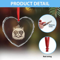 Dungeon Cat This Is An Outrage Heart Crystal Glass Ornament Funny Princess Kitten - Wonder Print Shop