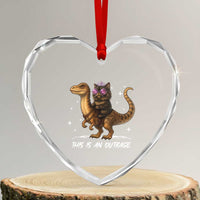 Dungeon Cat This Is An Outrage Heart Crystal Glass Ornament Funny Princess Kitten Dinosaur - Wonder Print Shop