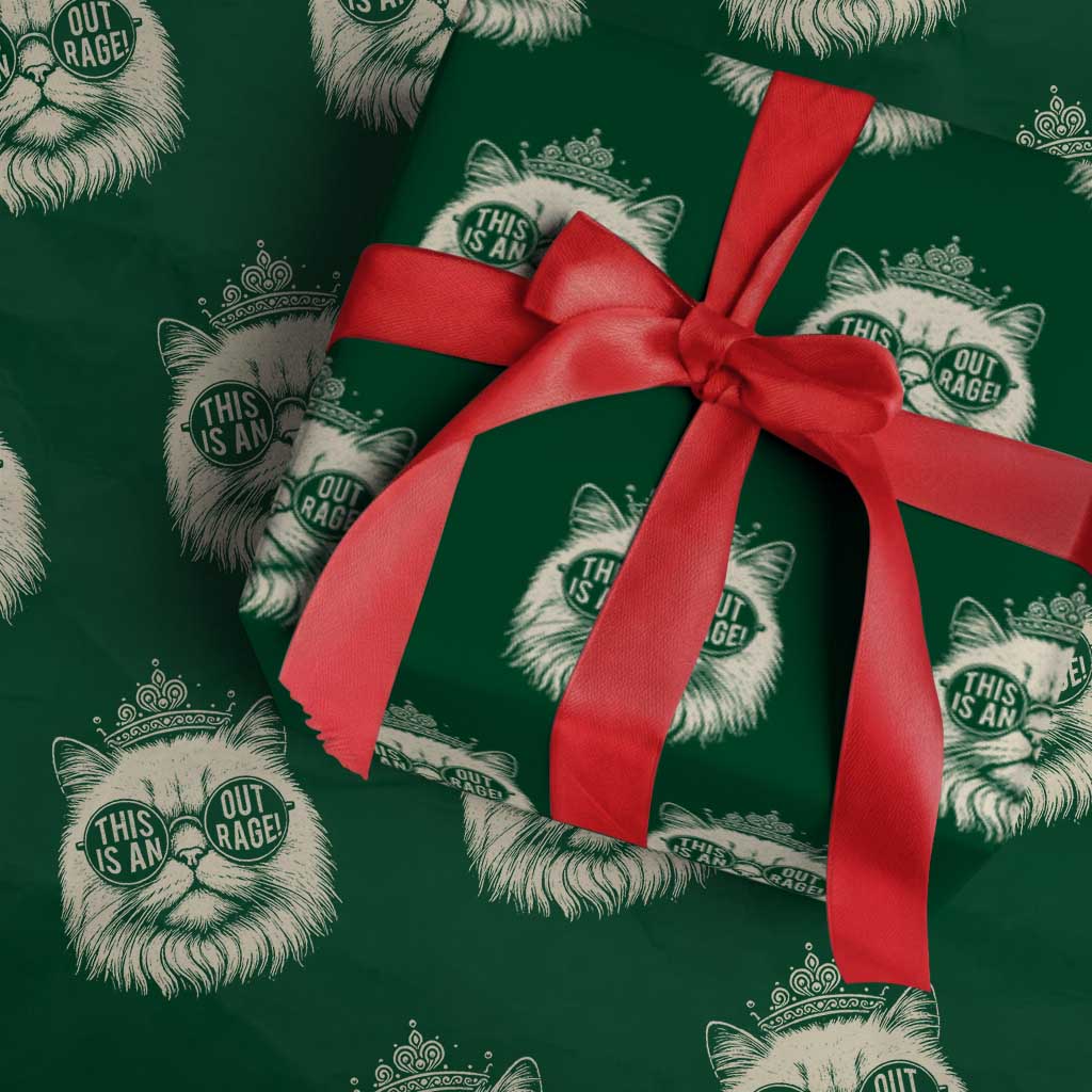 Dungeon Cat This Is An Outrage Wrapping Paper Roll Funny Princess Kitten - Wonder Print Shop