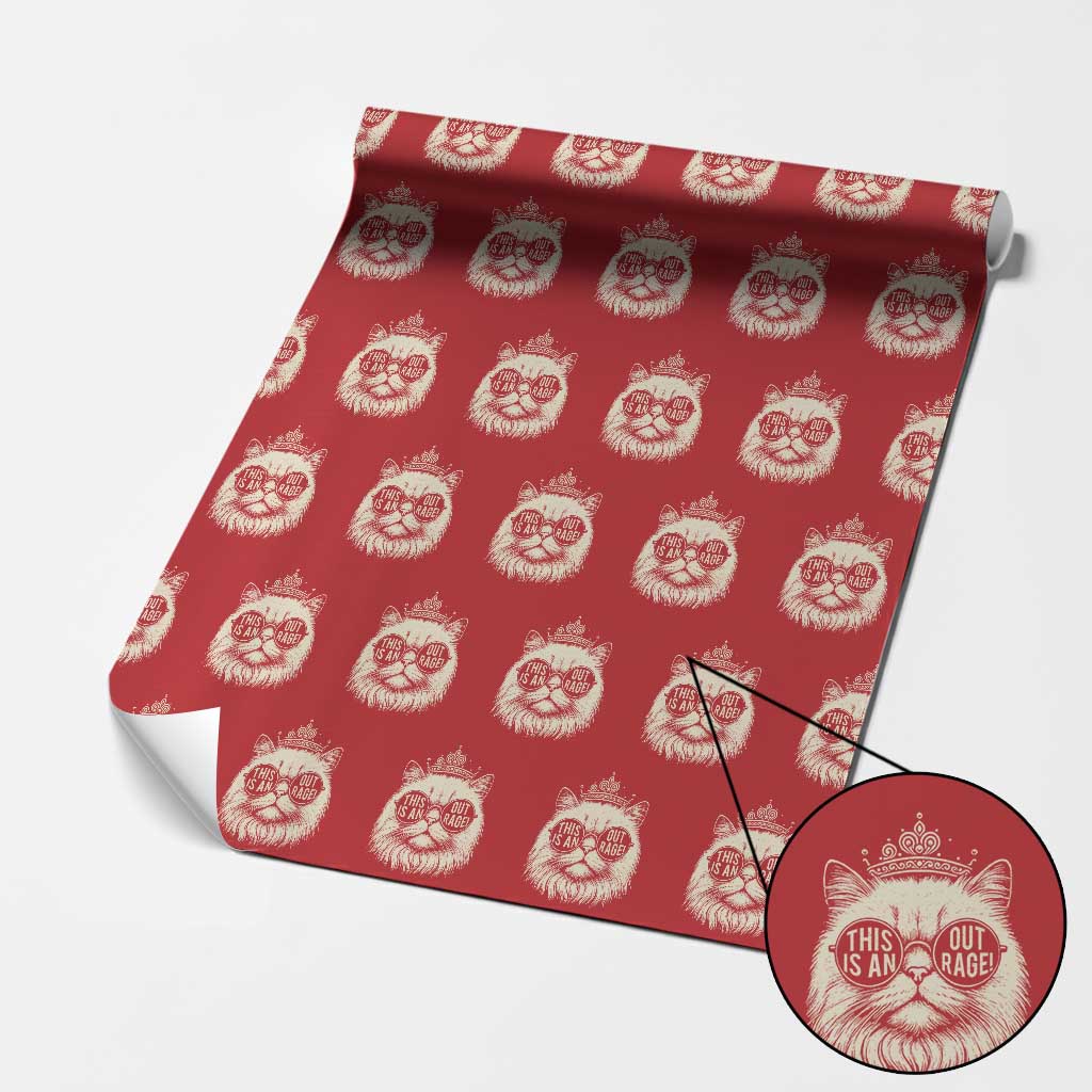 Dungeon Cat This Is An Outrage Wrapping Paper Roll Funny Princess Kitten - Wonder Print Shop
