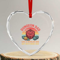 Dungeon Dad Like A Regular Dad But With More Dice Heart Crystal Glass Ornament RPG Father Gamer