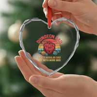 Dungeon Dad Like A Regular Dad But With More Dice Heart Crystal Glass Ornament RPG Father Gamer