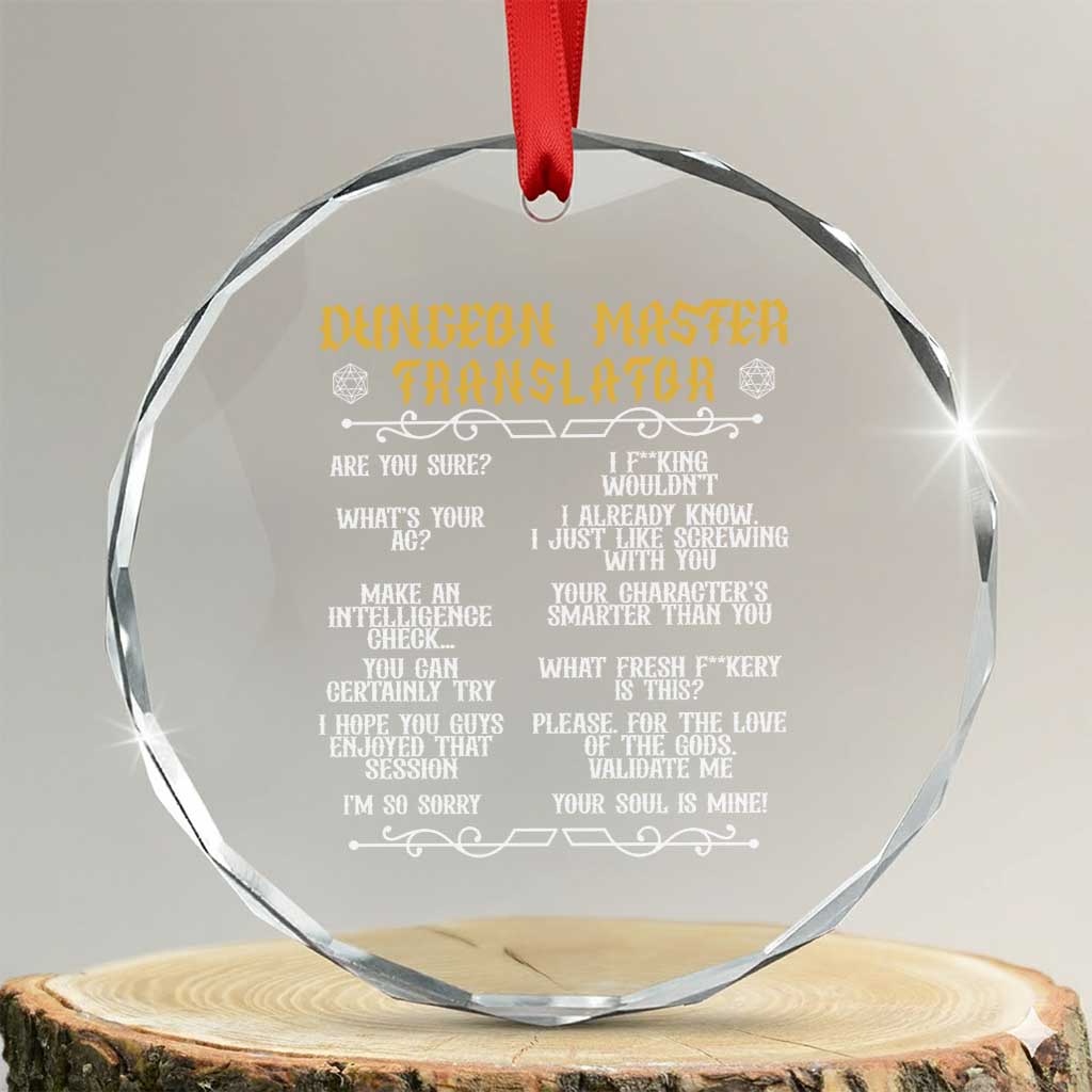 Dungeon Master Translator RPG Humor Crystal Glass Ornament Sarcastic Tabletop Roleplay Game Masters and Players - Wonder Print Shop