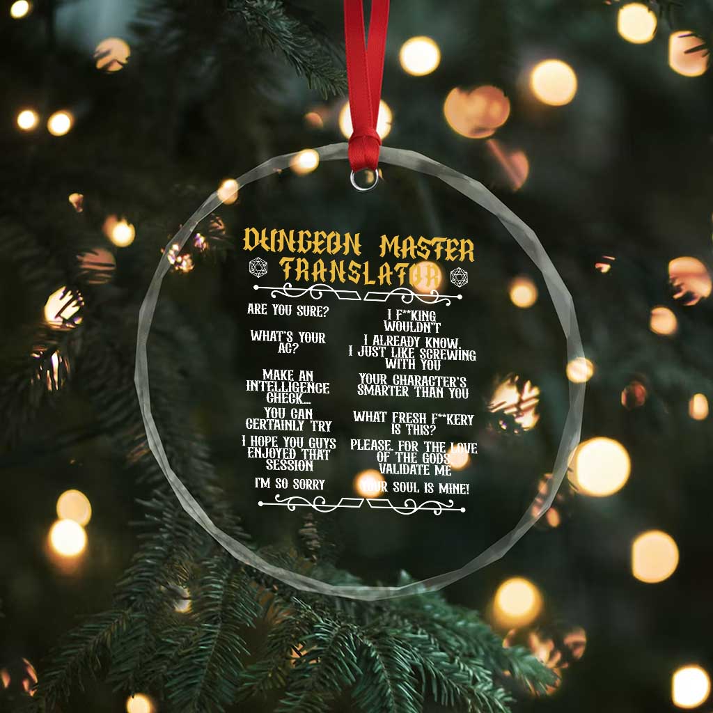 Dungeon Master Translator RPG Humor Crystal Glass Ornament Sarcastic Tabletop Roleplay Game Masters and Players - Wonder Print Shop
