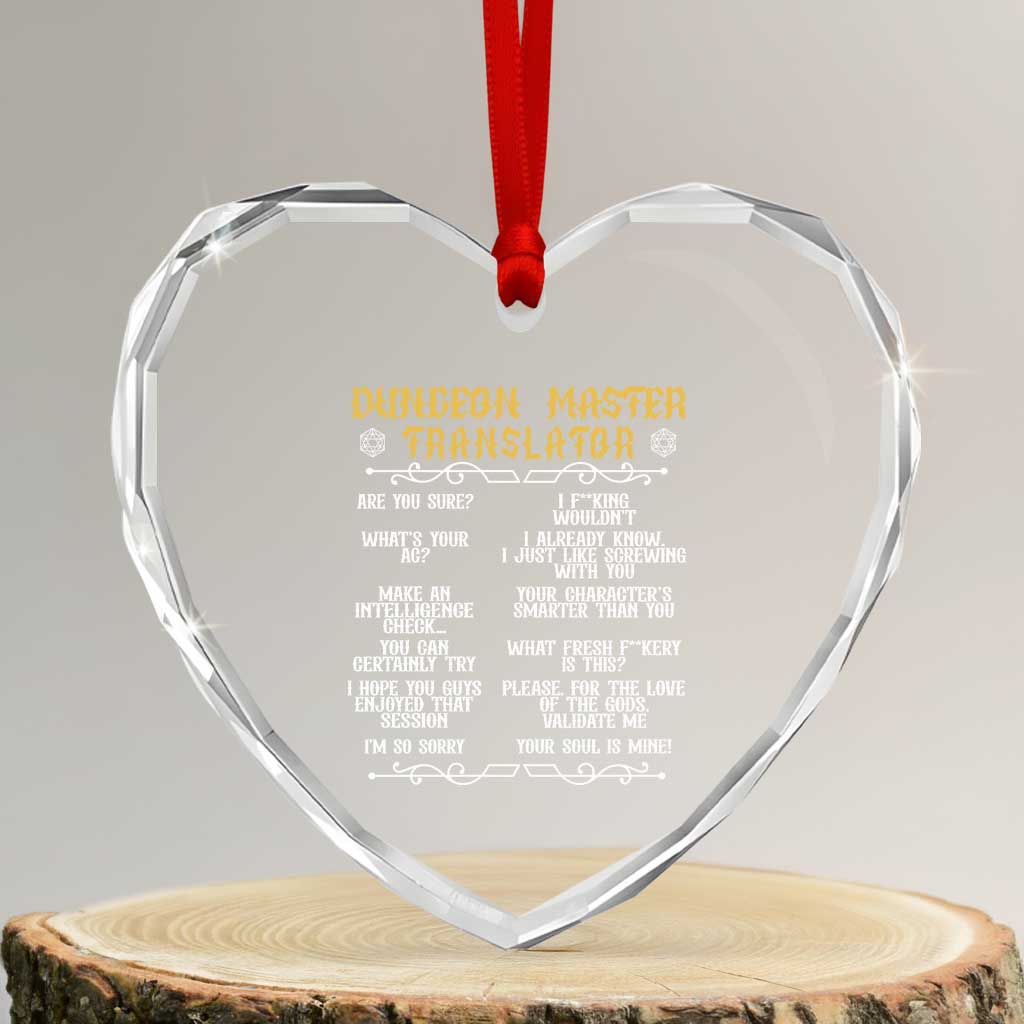 Dungeon Master Translator RPG Humor Heart Crystal Glass Ornament Sarcastic Tabletop Roleplay Game Masters and Players - Wonder Print Shop