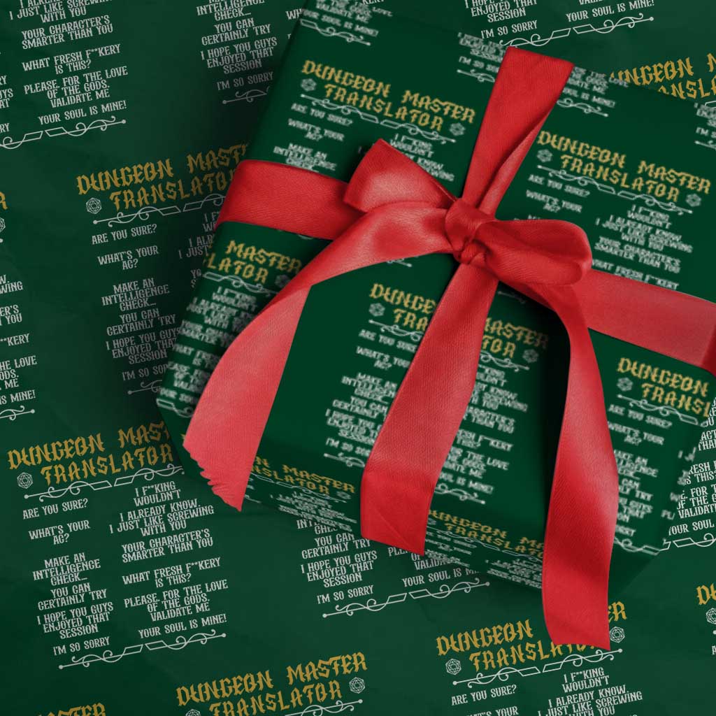 Dungeon Master Translator RPG Humor Wrapping Paper Roll Sarcastic Tabletop Roleplay Game Masters and Players - Wonder Print Shop