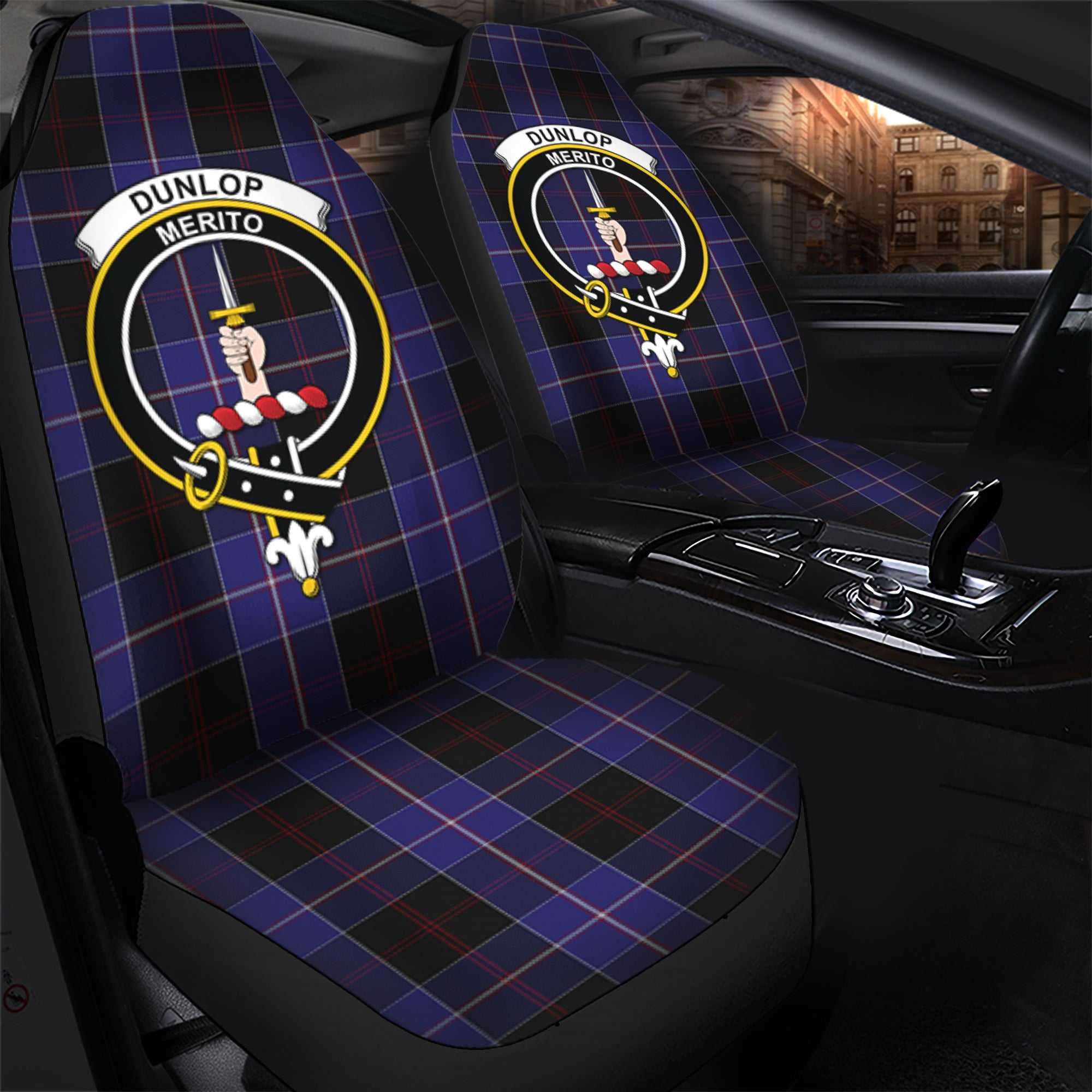 Dunlop Clan Tartan Car Seat Cover, Family Crest Tartan Seat Cover TS23