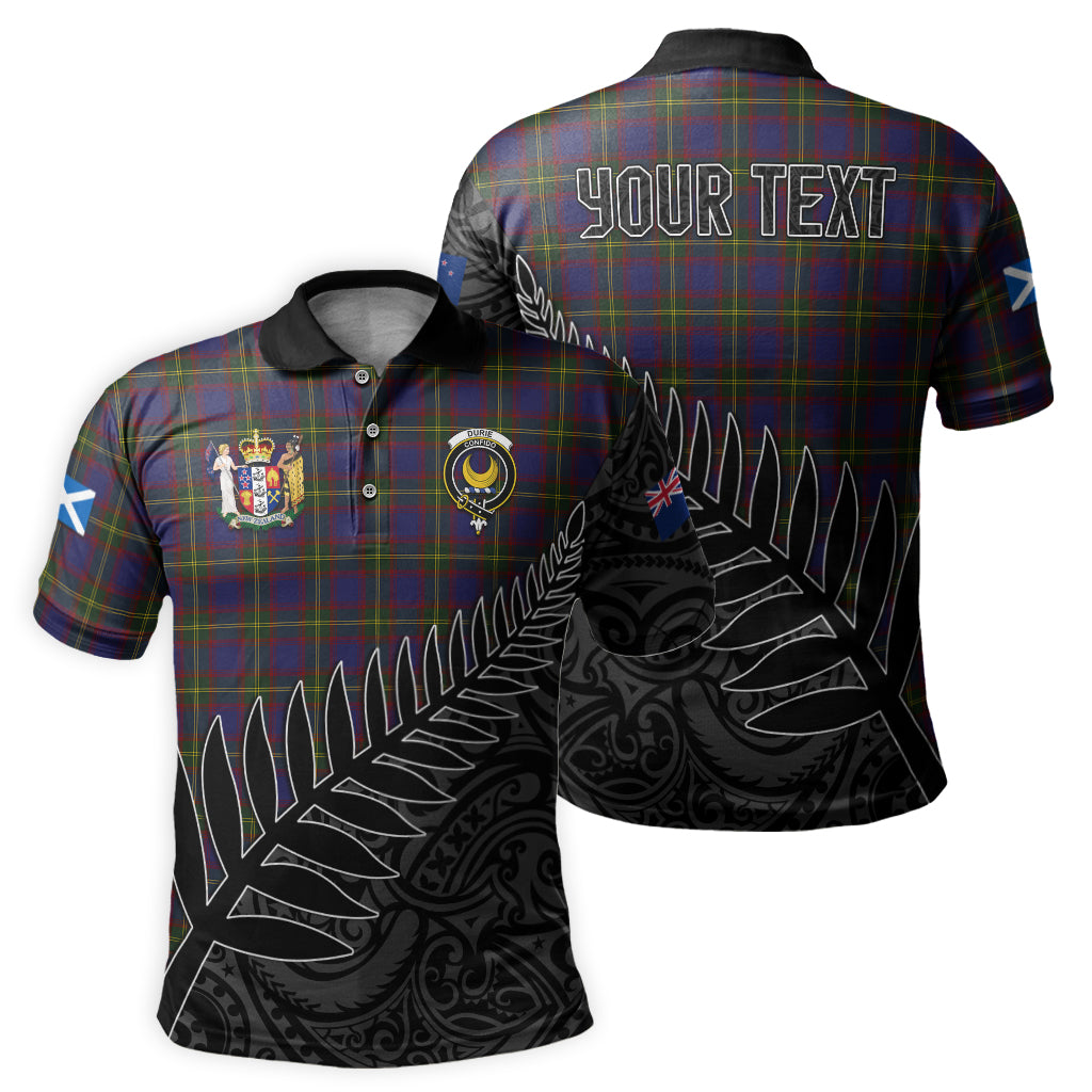 durie-tartan-family-crest-golf-shirt-with-fern-leaves-and-coat-of-arm-of-new-zealand-personalized-your-name-scottish-tatan-polo-shirt