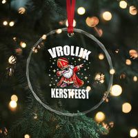 Dutch Christmas Crystal Glass Ornament Vrolijk Kerstfeest Dabiing Sinterklaas Santa - Wonder Print Shop