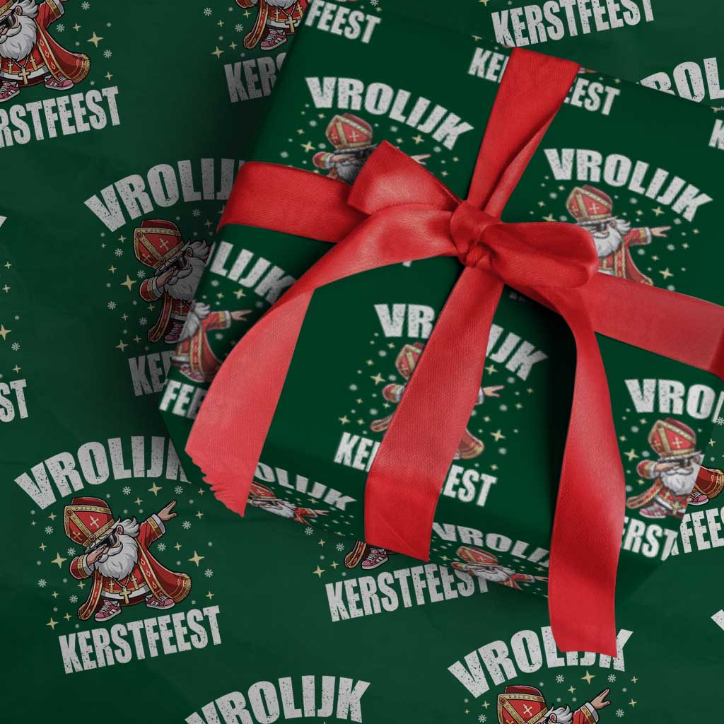 Dutch Christmas Wrapping Paper Roll Vrolijk Kerstfeest Dabiing Sinterklaas Santa - Wonder Print Shop