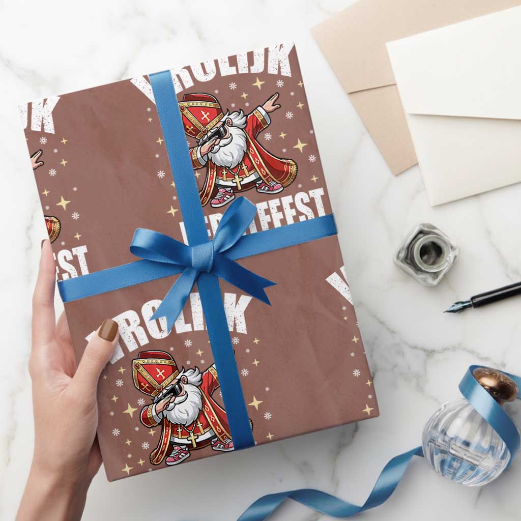 Dutch Christmas Wrapping Paper Roll Vrolijk Kerstfeest Dabiing Sinterklaas Santa - Wonder Print Shop
