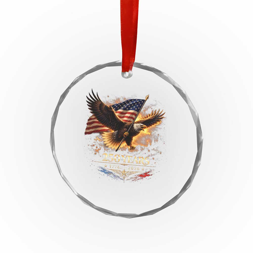 Eagle 250 Anniversary Usa Crystal Glass Ornament 1776 2026 Patriotic 4th Of July 250 Year American Flag