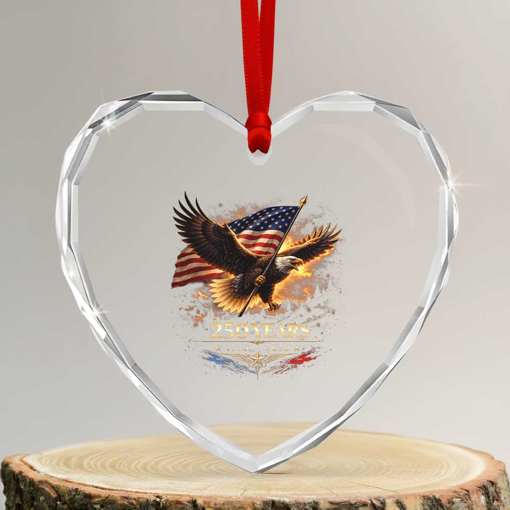 Eagle 250 Anniversary Usa Heart Crystal Glass Ornament 1776 2026 Patriotic 4th Of July 250 Year American Flag