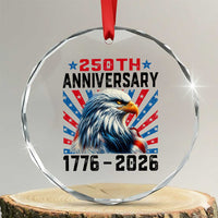 Eagle Flag America 250 Crystal Glass Ornament 1776-2026 250th Birthday - Wonder Print Shop