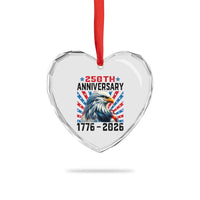 Eagle Flag America 250 Heart Crystal Glass Ornament 1776-2026 250th Birthday - Wonder Print Shop