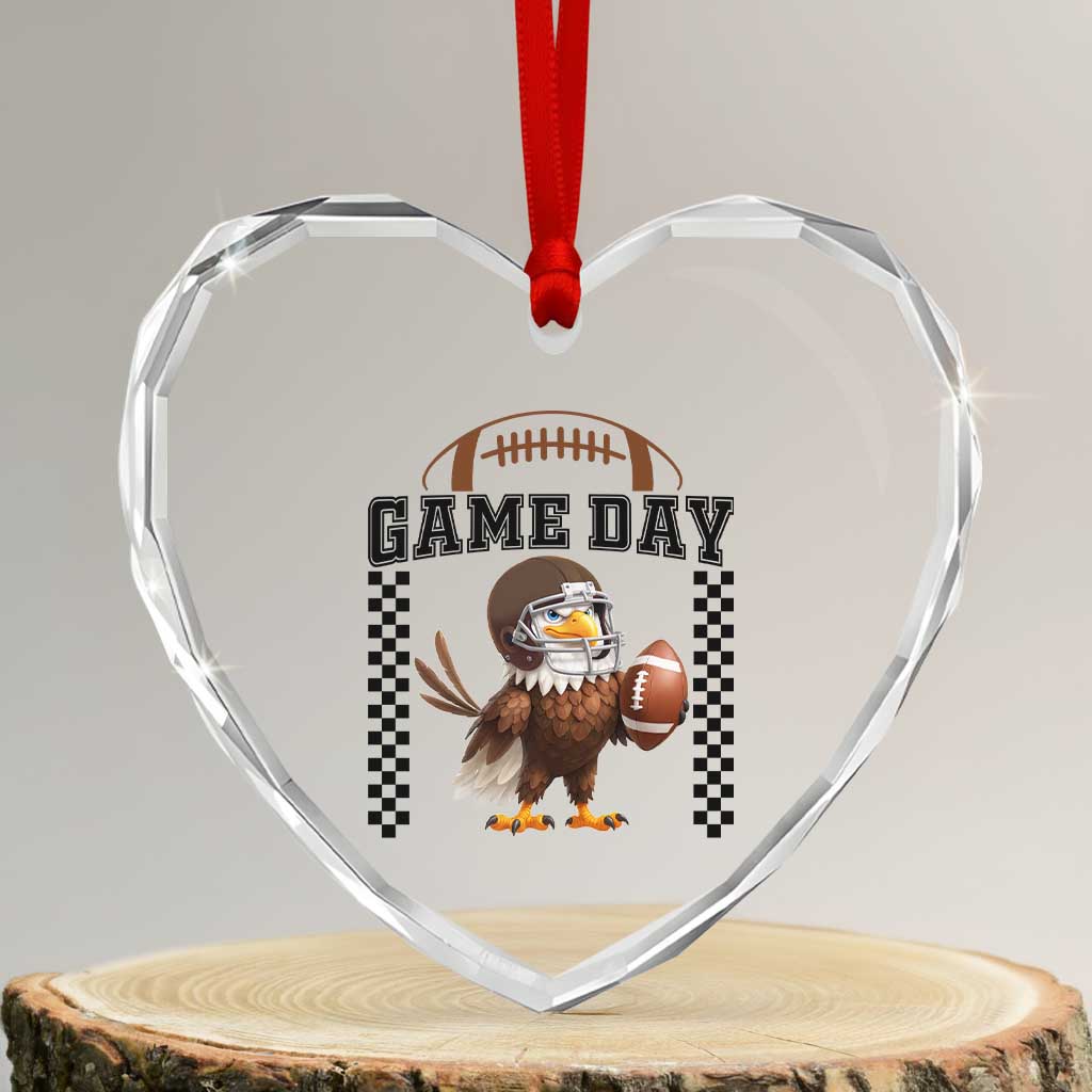 Eagle Football Heart Crystal Glass Ornament Game Day Humor Gift - Wonder Print Shop