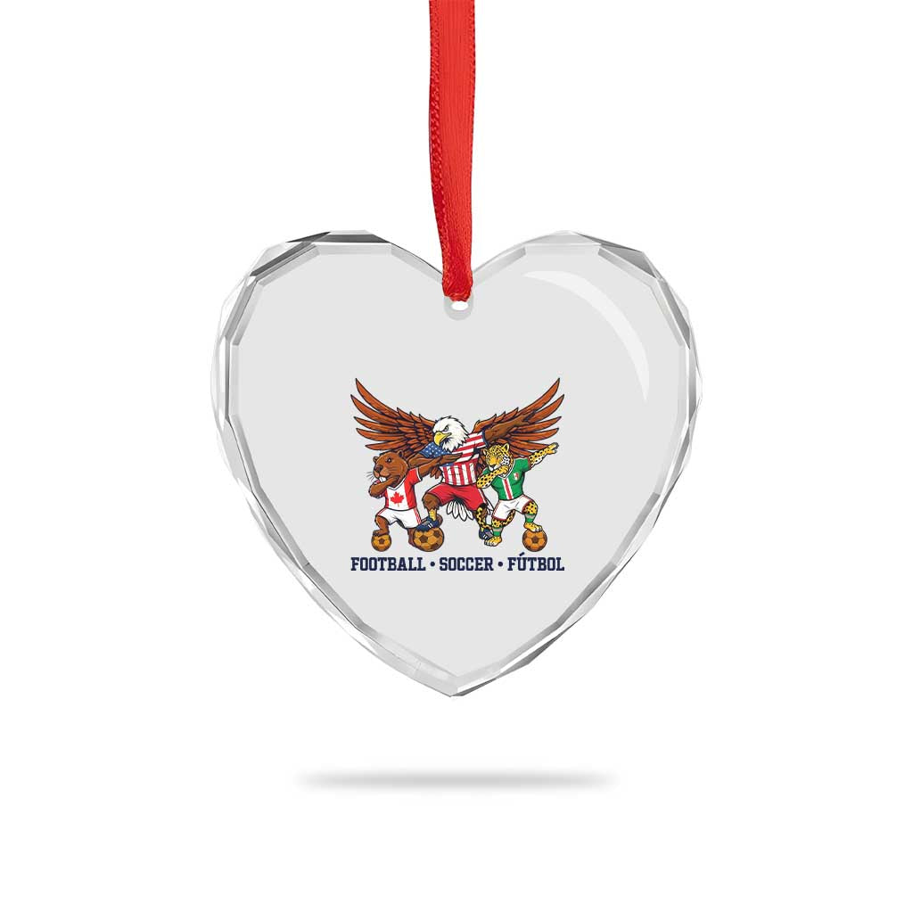 Eagle Jaguar Beaver 2026 Football Heart Crystal Glass Ornament Supporters Gift Idea