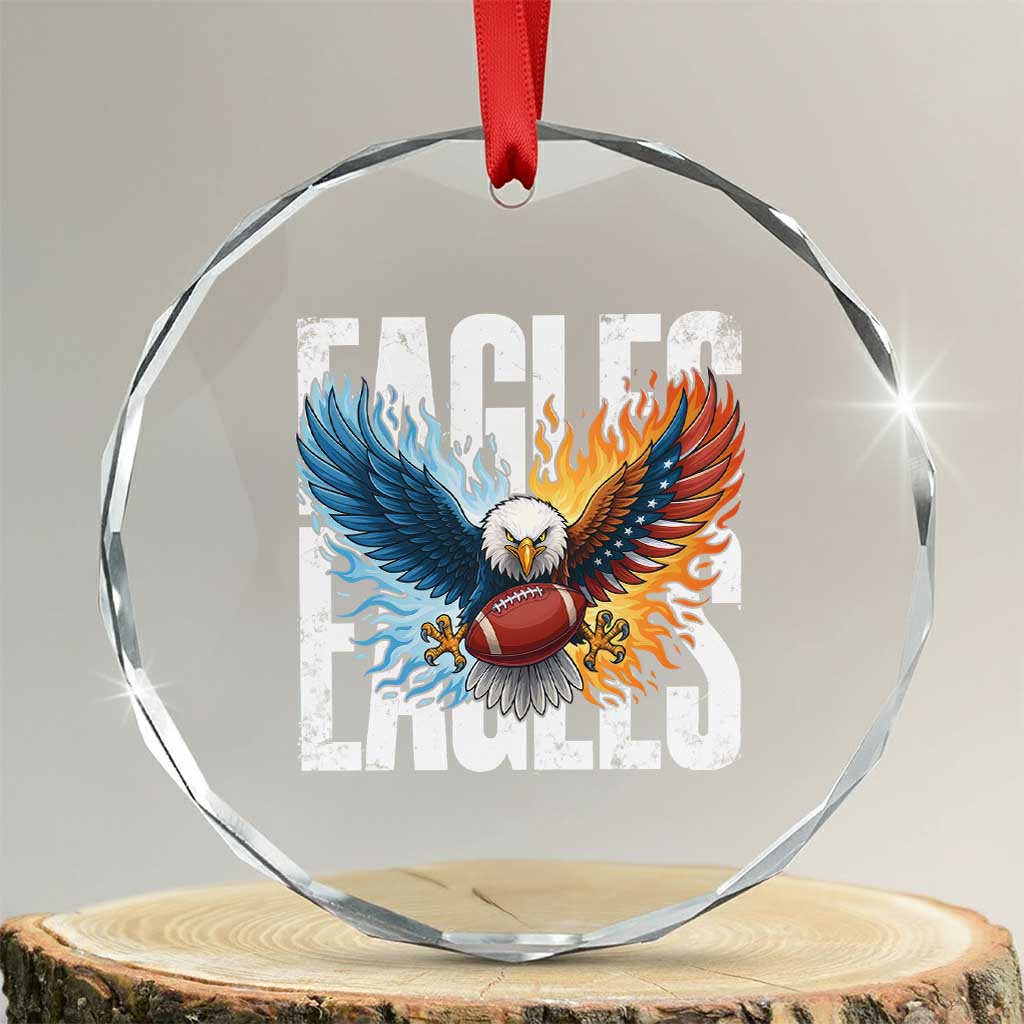 Eagles Football Crystal Glass Ornament Patriotic Eagle American Flag Gift - Wonder Print Shop