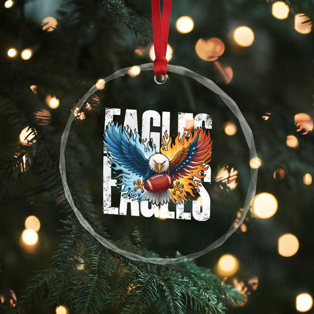 Eagles Football Crystal Glass Ornament Patriotic Eagle American Flag Gift - Wonder Print Shop