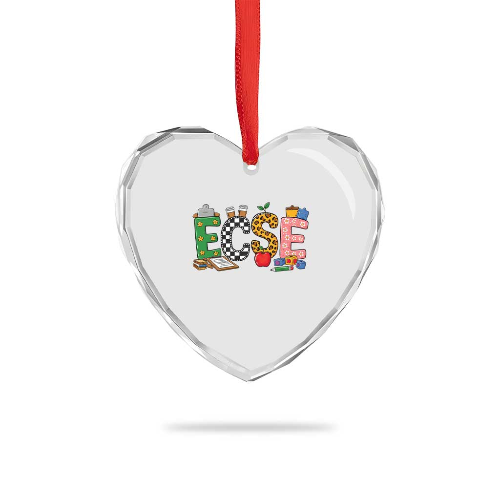 Early Childhood Special Education Teacher Heart Crystal Glass Ornament ECSE Life