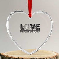 Earth Day 2026 Heart Crystal Glass Ornament Our Power Our Planet