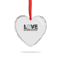 Earth Day 2026 Heart Crystal Glass Ornament Our Power Our Planet