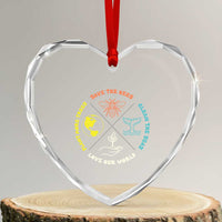 Earth Day Awareness Heart Crystal Glass Ornament Save The Bees Plant More Trees Clean The Seas Titties