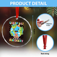Earth Day Birthday Crystal Glass Ornament Its My Birthday April 22