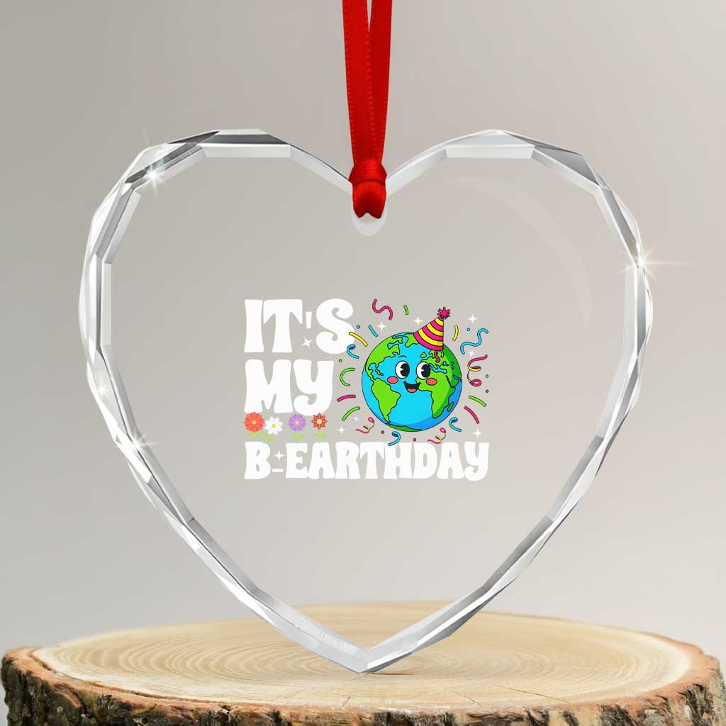 Earth Day Birthday Heart Crystal Glass Ornament April 22 Nature Lover Eco Birthday Party Gift