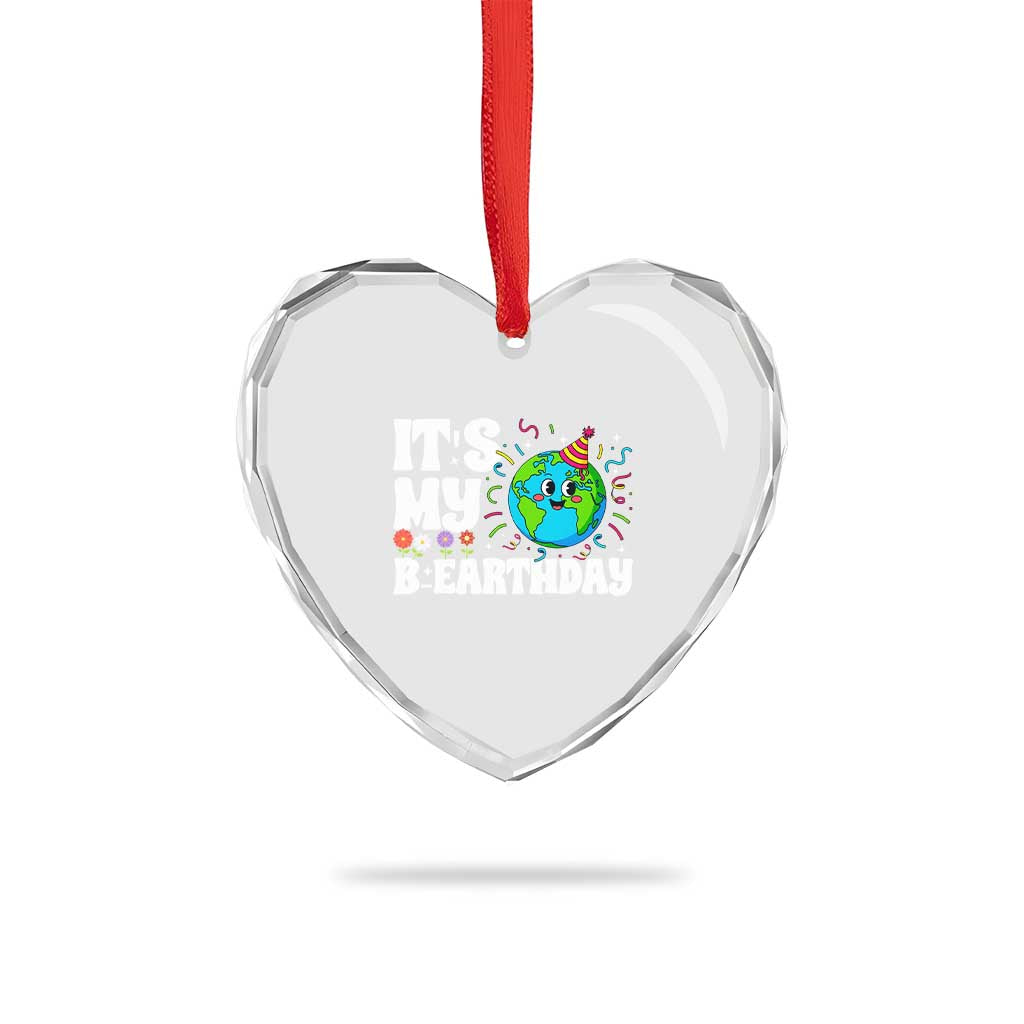 Earth Day Birthday Heart Crystal Glass Ornament April 22 Nature Lover Eco Birthday Party Gift