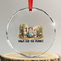 Earth Day Cat Lover Crystal Glass Ornament Paws For The Planet