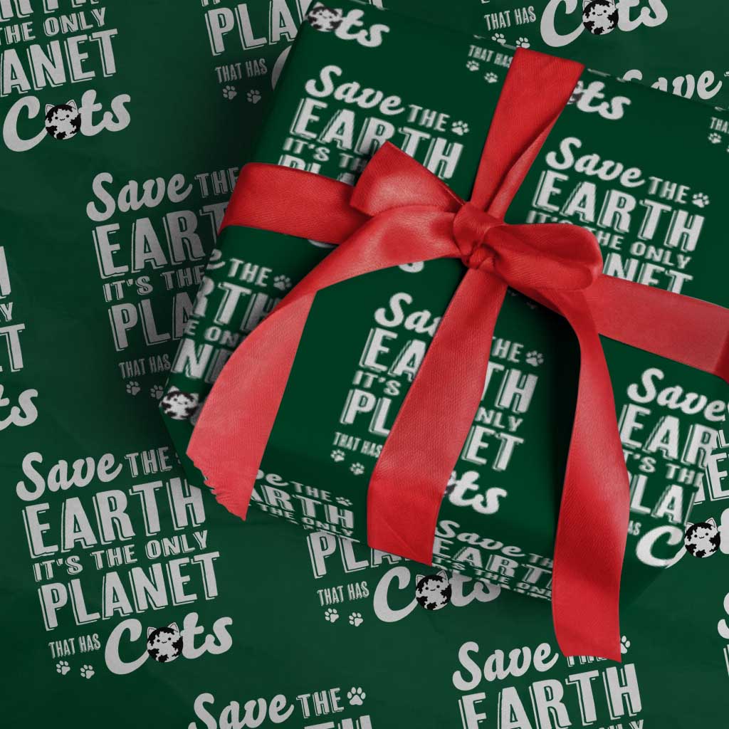 Earth Day Cat Lover Wrapping Paper Roll Save Earth Its The Only Planet With Cats