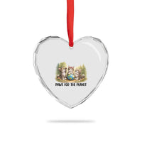 Earth Day Cat Lover Heart Crystal Glass Ornament Paws For The Planet