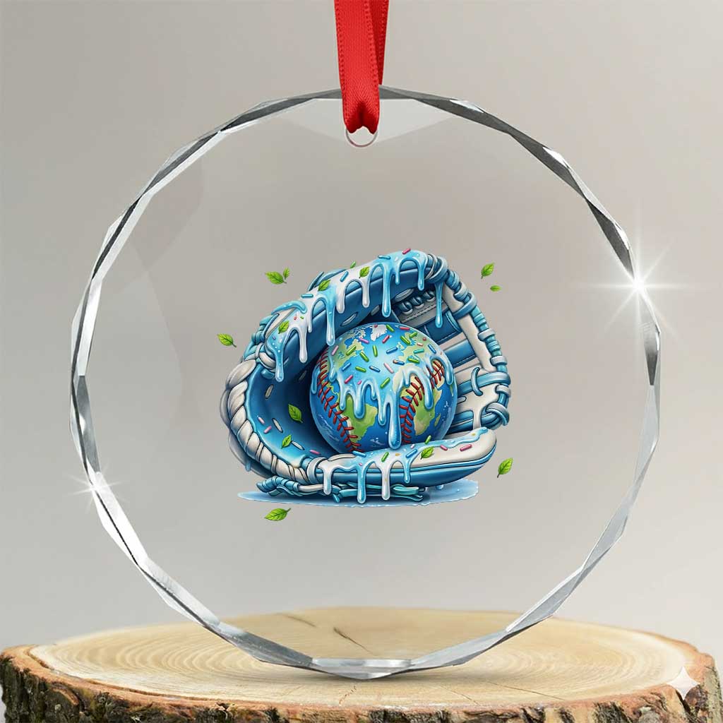 Earth Day Crystal Glass Ornament Funny Baseball Ice Cream Drip Glove Eco Friendly