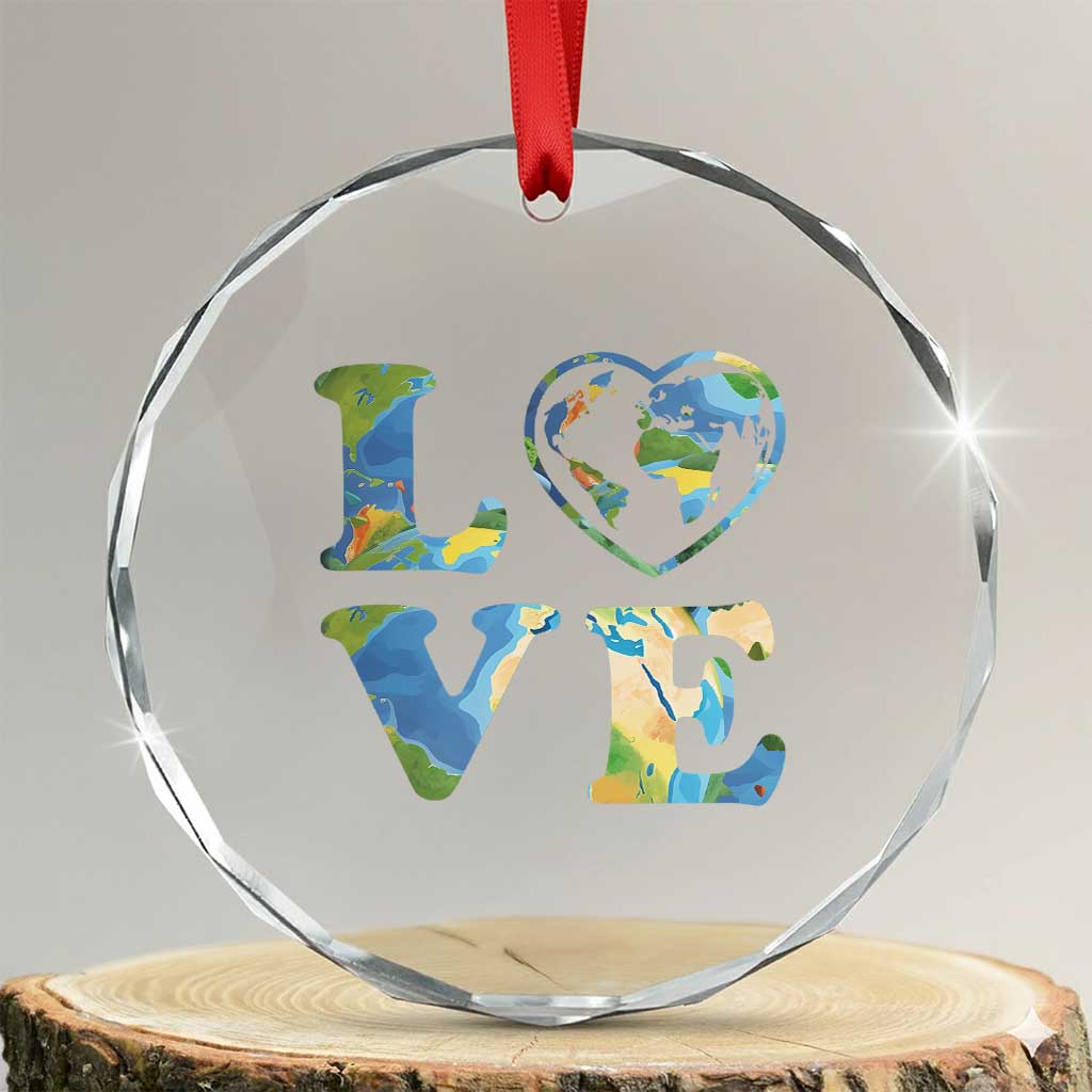 Earth Day Crystal Glass Ornament Heart Environmental Nature Recycling Lovers