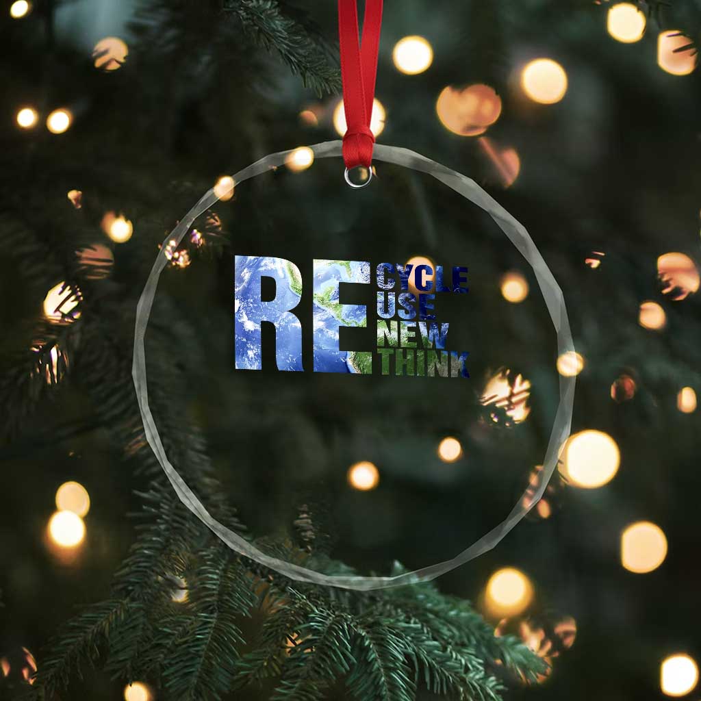 Earth Day Crystal Glass Ornament Recycle Reuse Renew Rethink
