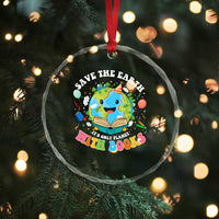 Earth Day Crystal Glass Ornament Save Earth Its Only Planet With Books Reader
