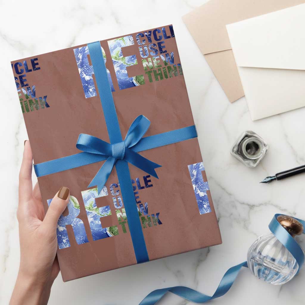 Earth Day Wrapping Paper Roll Recycle Reuse Renew Rethink