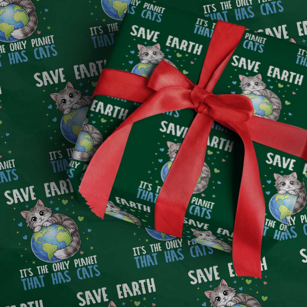 Earth Day Wrapping Paper Roll Save Earth Its The Only Planet With Cats