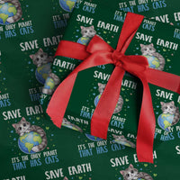 Earth Day Wrapping Paper Roll Save Earth Its The Only Planet With Cats
