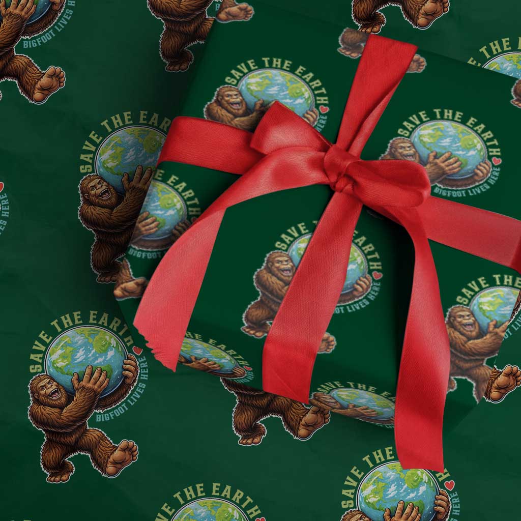 Earth Day Wrapping Paper Roll Save The Earth Bigfoot Lives Here