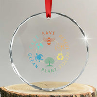 Earth Day Environment Crystal Glass Ornament Save Bees Rescue Animals Recycle Plastic