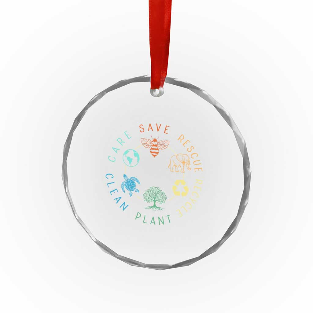 Earth Day Environment Crystal Glass Ornament Save Bees Rescue Animals Recycle Plastic