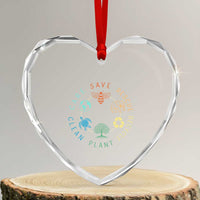 Earth Day Environment Heart Crystal Glass Ornament Save Bees Rescue Animals Recycle Plastic
